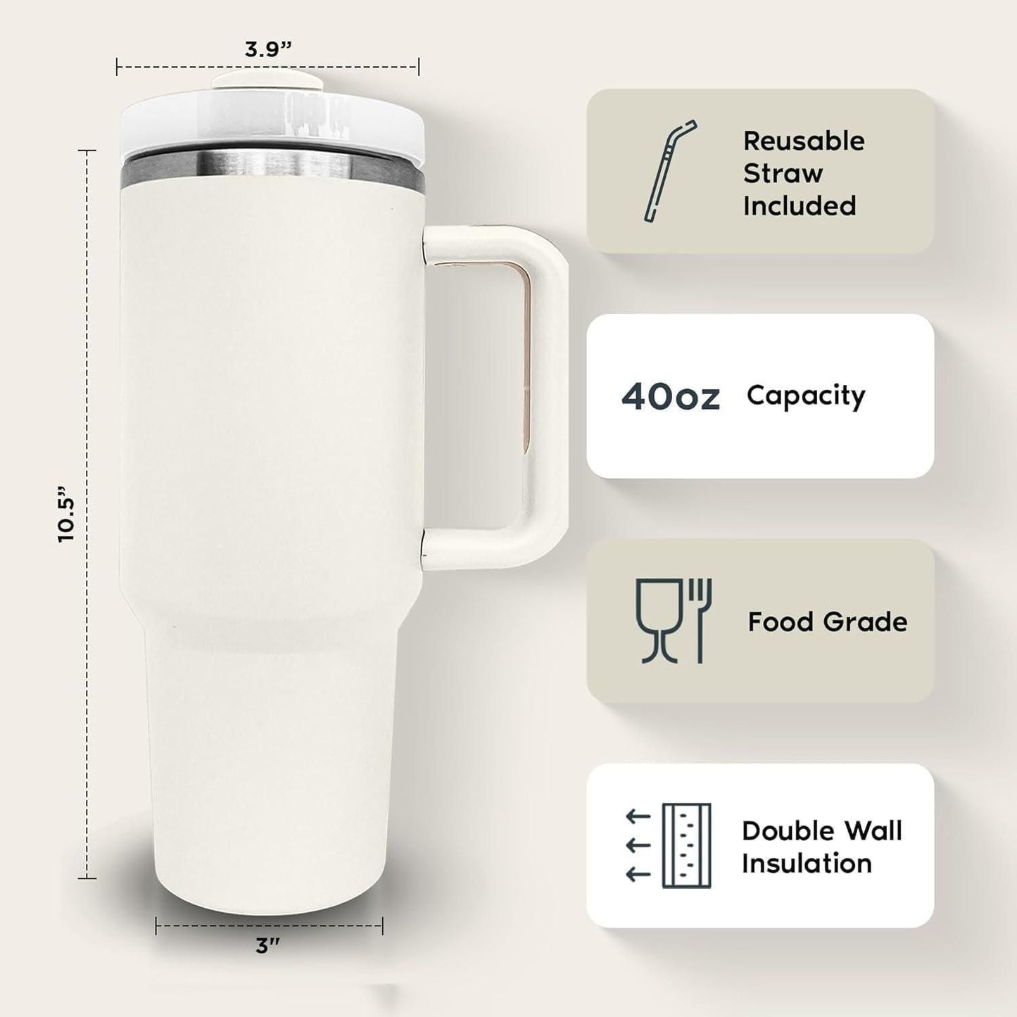 Classic Insulated Tumbler Mug with Straw