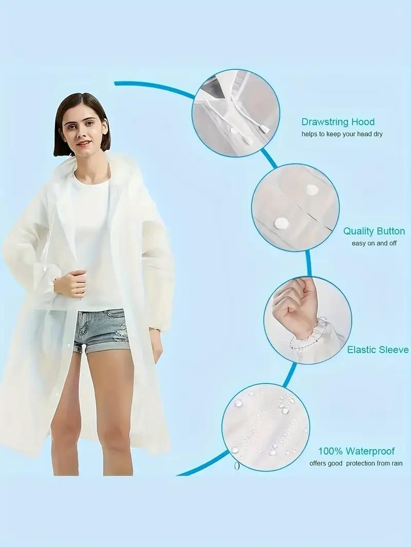 Unisex Reusable Hooded Raincoat