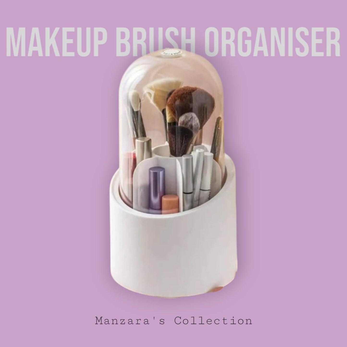 Makeup Brush Holder Organizer with Lid, Rotating Dustproof Make Up Brushes Container