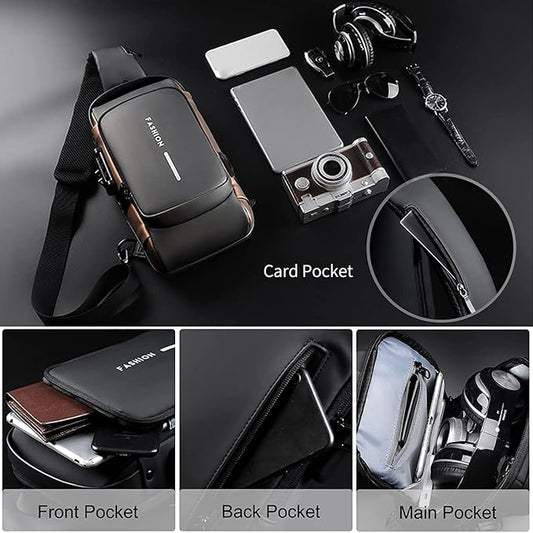 Anti‑Theft USB Charging Waterproof Crossbody Sling Bag