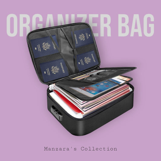 Waterproof & Fire-Resistant Document Organizer Bag with Lock