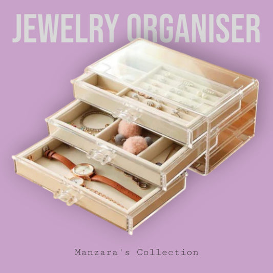 Earring Jewelry Organizer with 3 Drawers, Clear Acrylic Jewelry Box for Women